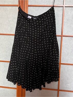 Vintage Silk Skirt Large 16 Black Pattern